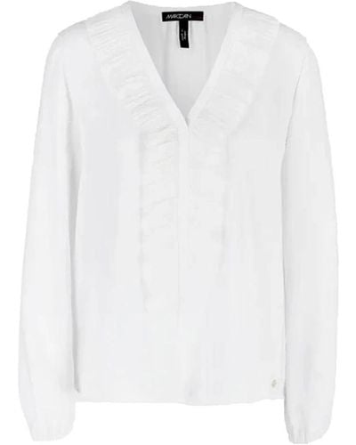 Marc Cain Elegante weiße bluse mit v-ausschnitt