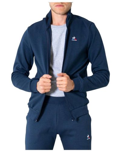 Le Coq Sportif Herren Sweatshirt mit blauem Muster und Reißverschluss