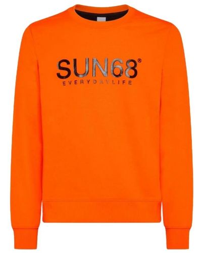 Sun 68 Fluoreszierendes baumwoll rundhals t-shirt - Orange