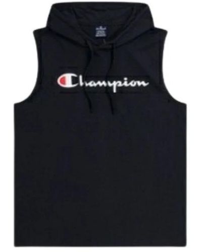 Champion Schwarzes legacy logo hooded tank top - Blau
