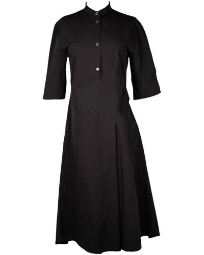 Studio Nicholson Vestido de algodón con media tapeta - Negro