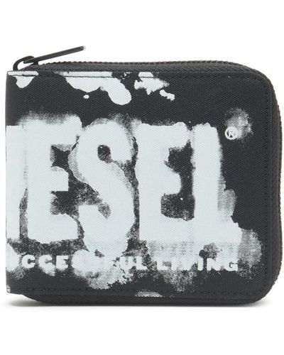 DIESEL Portemonnaie mit reißverschluss aus stoff mit logo-print - Mettallic