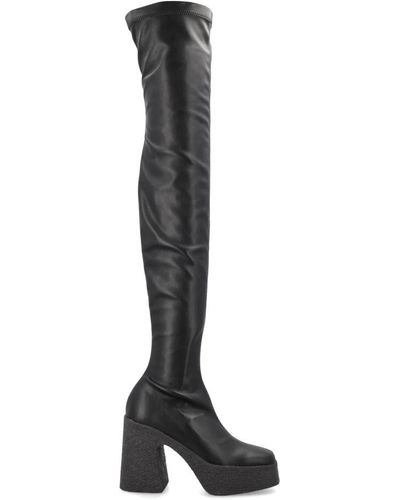 Stella McCartney Luxuous Leather Overknee Boots - Black
