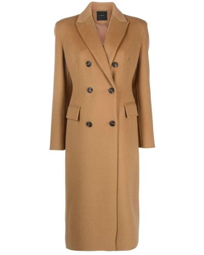Pinko Double-Breasted Coats - Natural