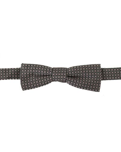 Dolce & Gabbana Papillon in seta nera con cinturino regolabile al collo - Grigio