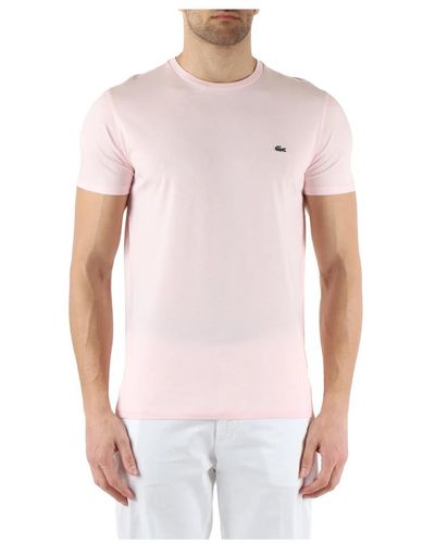 Lacoste T-shirt regular fit in cotone pima con patch logo - Rosa