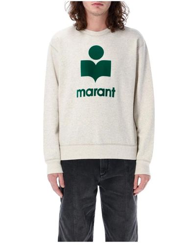 Isabel Marant Bio-baumwoll-sweatshirt mit flock-logo - Weiß