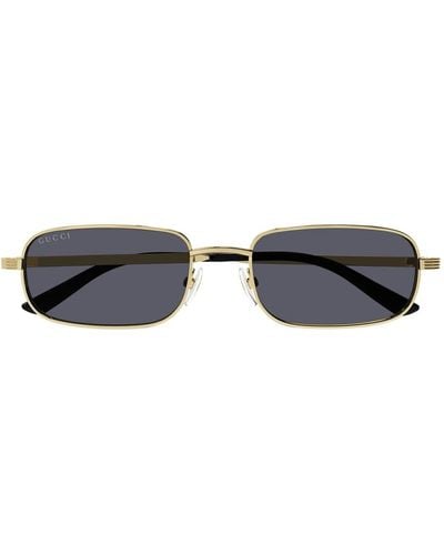 Gucci Ovale sonnenbrille mit metallrahmen und grauen gläsern,essentielle metall sonnenbrille gg1457s 001 - Mehrfarbig