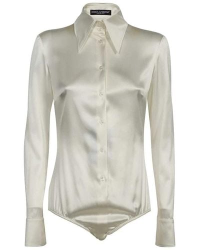 Dolce & Gabbana Body camisa de seda con mangas largas - Gris