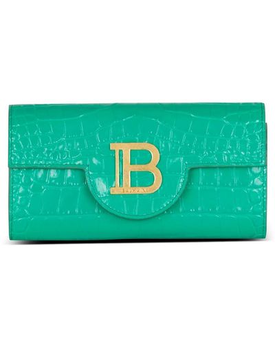 Balmain Brieftasche b-buzz aus leder mit krokodilmuster - Grün