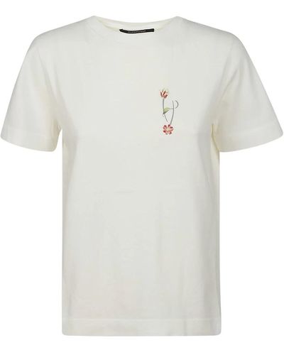 Hand Picked Baumwoll half-sleeved t-shirt mit frontdruck - Weiß