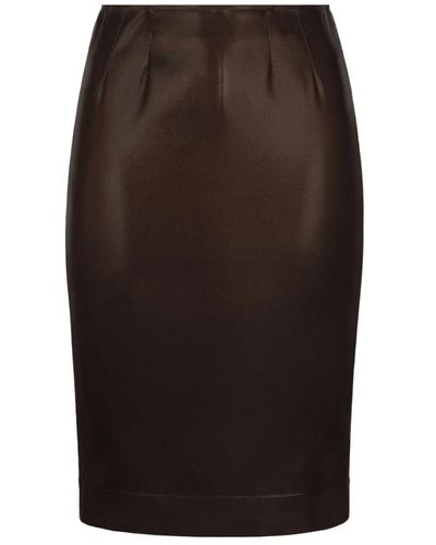 Dolce & Gabbana Falda lápiz de satén elástico marrón