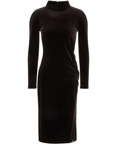 Armani Exchange Luxuriöses es Samtkleid mit Stehkragen und Reißverschluss - Schwarz