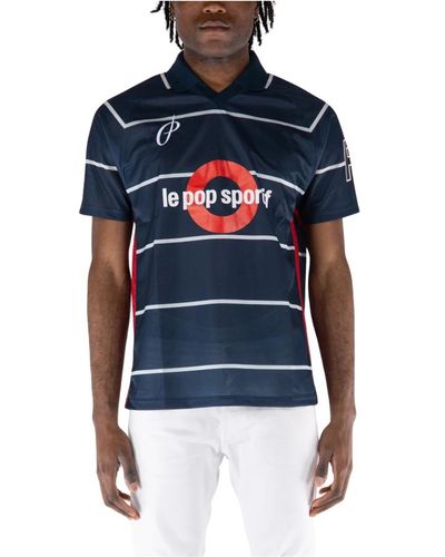 Pop Trading Co. T-shirt striped sportif s/s - Blu