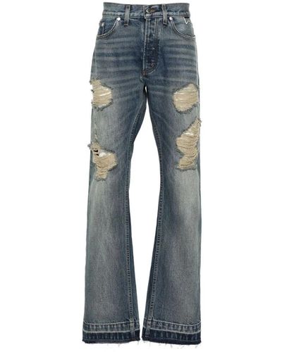 Rhude Jeans in denim stonewashed e consumato - Blu
