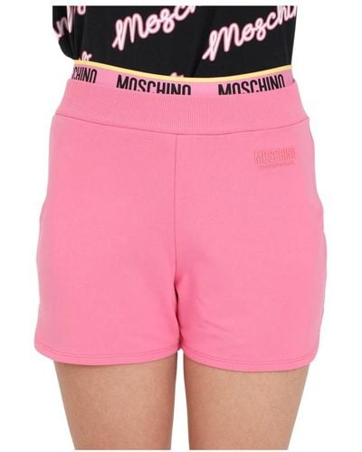 Moschino Rosa logo elastische taille shorts - Pink