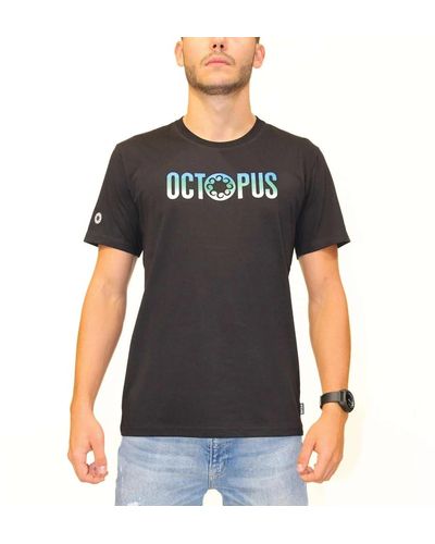 Octopus T-shirt embroidered logo tee nero