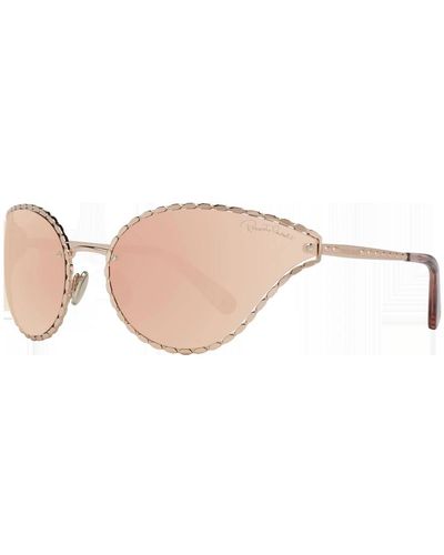 Roberto Cavalli Roségoldene ovale sonnenbrille mit verspiegelten gläsern für frauen - Weiß