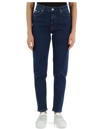 Calvin Klein Jeans mom fit a vita alta - Blu