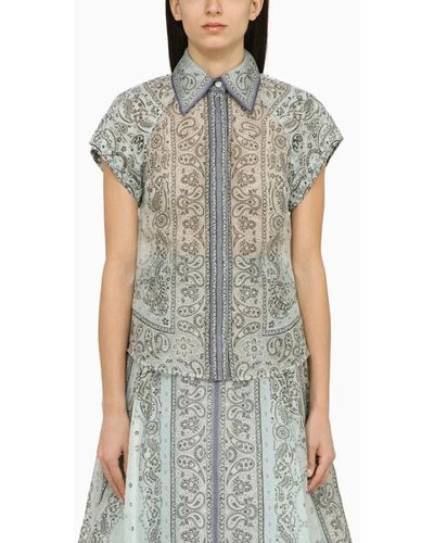 Zimmermann Multicoloured Silk And Linen Shirt - Gray