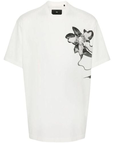 Y-3 T-shirts und polos mit blumenmuster - Weiß