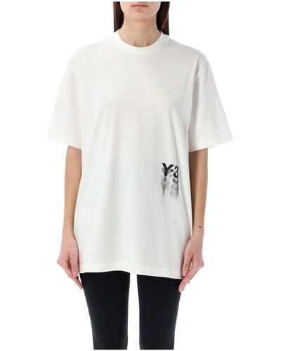 Y-3 Grafisches t-shirt mit kontrastierendem logo - Weiß