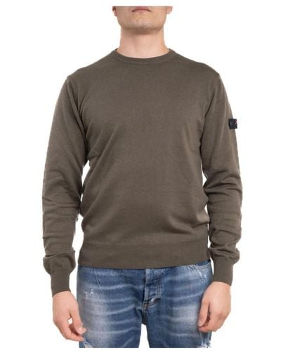 Peuterey Logo patch crew neck sweater - Grigio