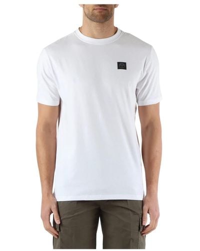 North Sails T-shirt in cotone stretch con patch logo - Bianco