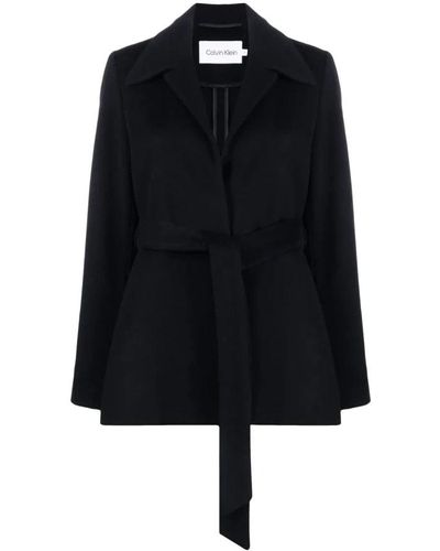 Calvin Klein Belted Coats - Black