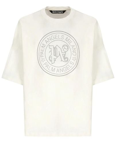 Palm Angels Studs logo crew neck t-shirt - Weiß