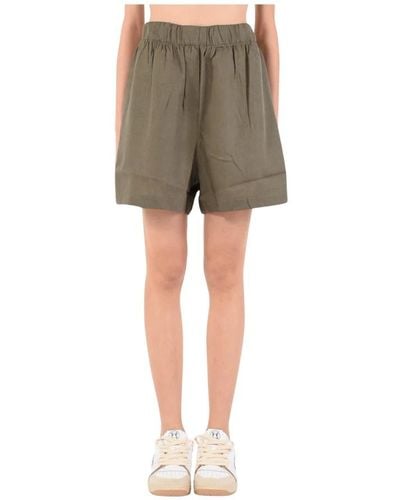 hinnominate Shorts in lino con elastico - Verde