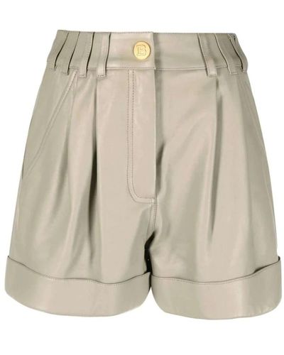 Balmain Shorts de piel de cordero con botones en relieve - Neutro