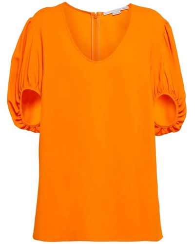 Stella McCartney Ballonärmel viskose t-shirt - Orange