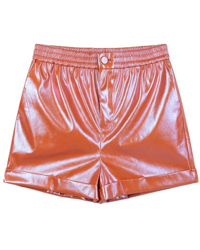 Refined Department Glänzende pu shorts lynn - Rot