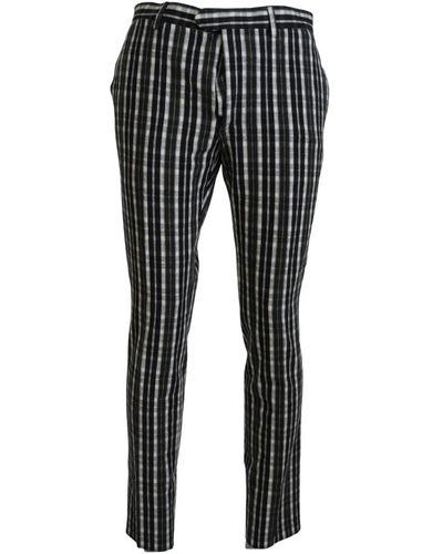 Bencivenga Pantaloni casual in cotone a quadri neri - Nero