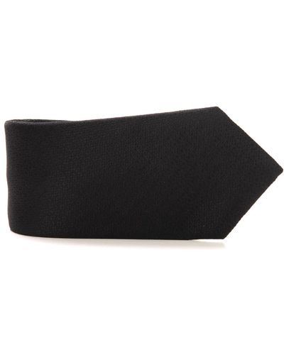 Canali Cravatta in seta con micro stampa a piastrelle - Nero