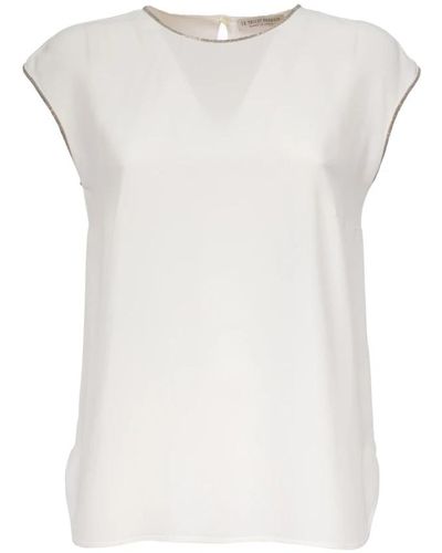 Le Tricot Perugia Seidenmischung ärmelloses t-shirt - Weiß