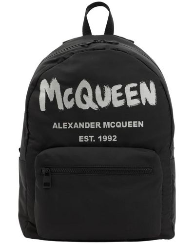 Alexander McQueen Schwarzer graffiti rucksack eimer tasche