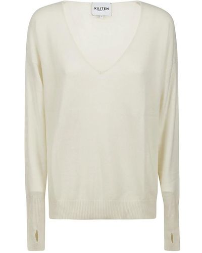 Kujten Knitwear > v-neck knitwear - Blanc
