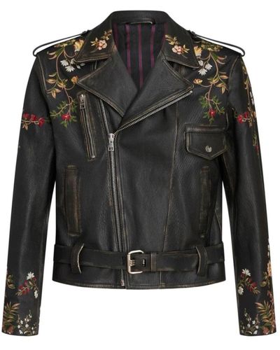 Etro Leather Jackets - Black