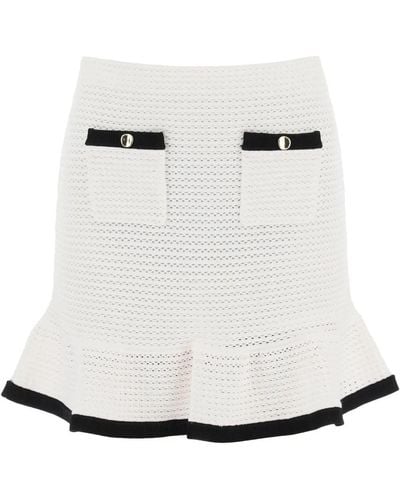 Self-Portrait Crochet mini skirt in - Bianco