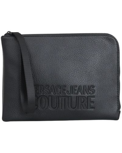 Versace Schwarze clutch mit tonalem logo-plättchen