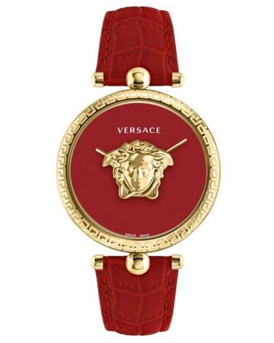 Versace Palazzo orologio in pelle rosso e oro
