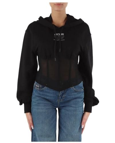 Versace Baumwoll-sweatshirt mit bustier-einsatz - Schwarz