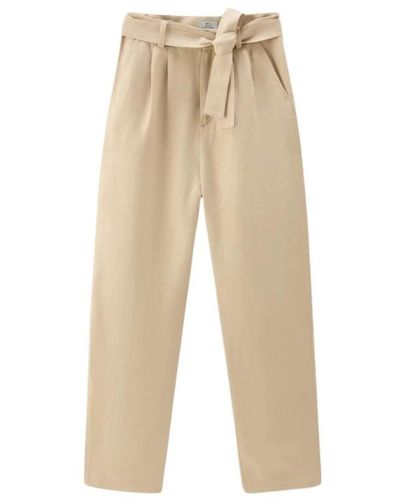 Woolrich Pantaloni casual eleganti con vita femminile - Neutro