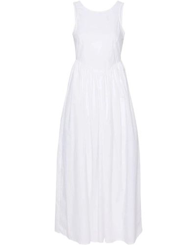 Emporio Armani Vestido blanco de algodón con volantes