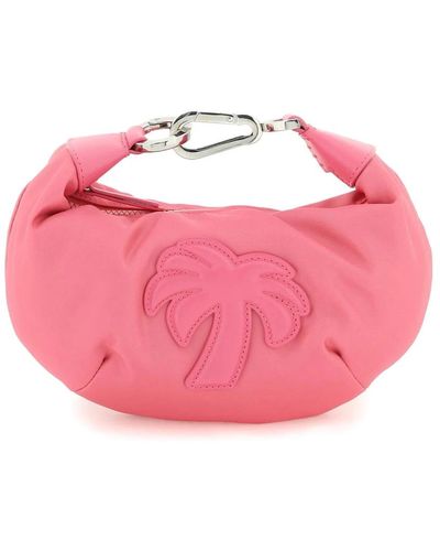 Palm Angels Nylon hobo handtasche mit leder patch - Pink