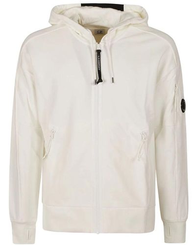 C.P. Company Diagonal fleece zip hoodie - Weiß