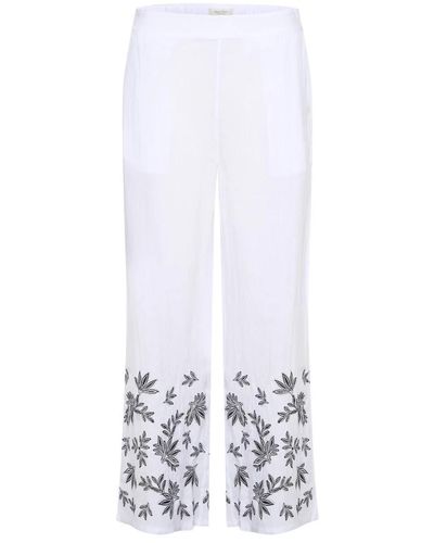 Part Two Pantaloni in lino bianchi ricamati larghi - Bianco