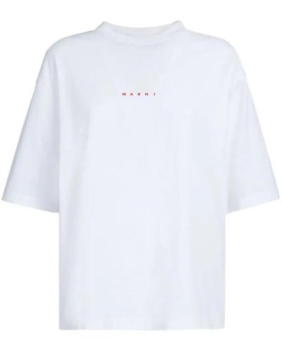 Marni Magliette in cotone stampa del logo - Bianco